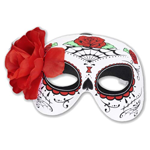 kaiser24 Mexikanische Totenmaske La Catrina Halbmaske Halloween Sugar Skull Tag der Toten Day of The Dead Dia de los Muertos Calavera (Halbmaske Blume (geprintet) (3299056)) von kaiser24