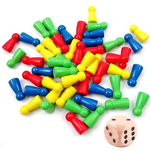 KAIYAYA 96 Stück Spielfiguren für Brettspiele und 6 Stück Würfel aus Holz, Holzfiguren 25 x 12mm Spielfiguren Holz Holzpuppen Spielfigurens Halmakegel für Brettspiele Flaschenkegel(Rot Blau Gelb Grün) KAIYAYA 96 Stück Spielfiguren für Brettspiele und 6 Stück Würfel aus Holz, Holzfiguren 25 x 12mm Spielfiguren Holz Holzpuppen Spielfigurens Halmakegel für Brettspiele Flaschenkegel(Rot Blau Gelb Grün) von kaiyaya