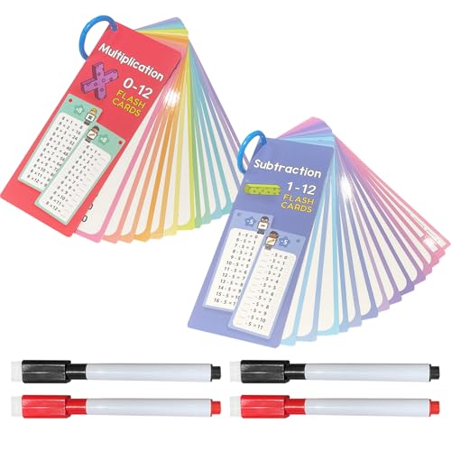 KAIYAYA 30 Stück Mathe Lernkarten Kinder mit 4 Löschbaren Stiften, 1-12 Subtraktion und Multiplikation, Trocken Abwischbar 1x1 Lernen Spiel Lernkarten, Rechnen Lernen für Das Klassenzimmer Zu Hause KAIYAYA 30 Stück Mathe Lernkarten Kinder mit 4 Löschbaren Stiften, 1-12 Subtraktion und Multiplikation, Trocken Abwischbar 1x1 Lernen Spiel Lernkarten, Rechnen Lernen für Das Klassenzimmer Zu Hause von kaiyaya
