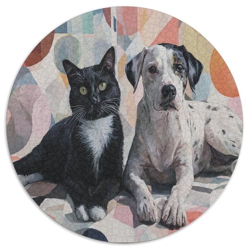 1000pcs (67.5x67.5cm) Puzzles,für Erwachsene Und Teenager Katze und Hund,Abstrakter geometrischer Hintergrund von kaiyun