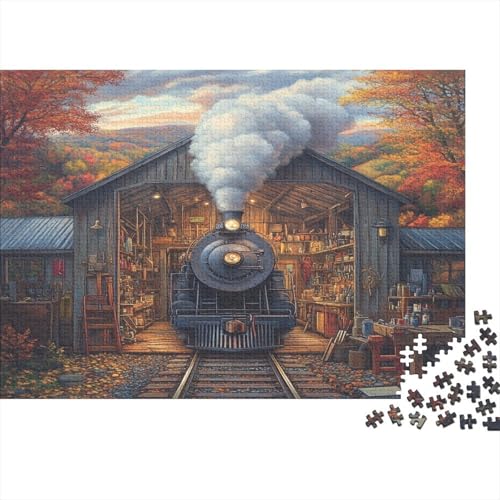 1000pcs (75x50cm) Puzzles,für Erwachsene Und Teenager Alte Dampflokomotive,Bahnhofswerkstatt von kaiyun