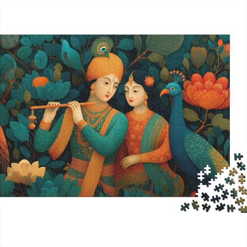 1000pcs (75x50cm) Puzzles,für Erwachsene Und Teenager Flute, Pfau, Gopis,Elemente des Folklore-Stils von kaiyun