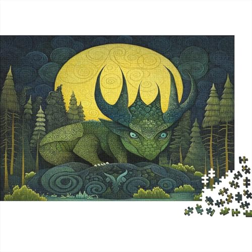 1000pcs (75x50cm) Puzzles,für Erwachsene Und Teenager Full Mond, Wald,Cartoon Drache von kaiyun