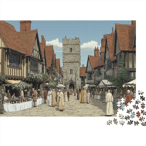 1000pcs (75x50cm) Puzzles,für Erwachsene Und Teenager Mittelalterlicher Marktplatz, von kaiyun
