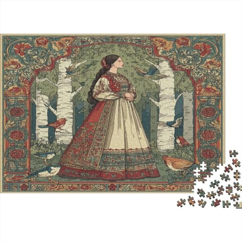 1000pcs (75x50cm) Puzzles,für Erwachsene Und Teenager Prinzessin im Wald,Illustration des 20. Jahrhunderts von kaiyun