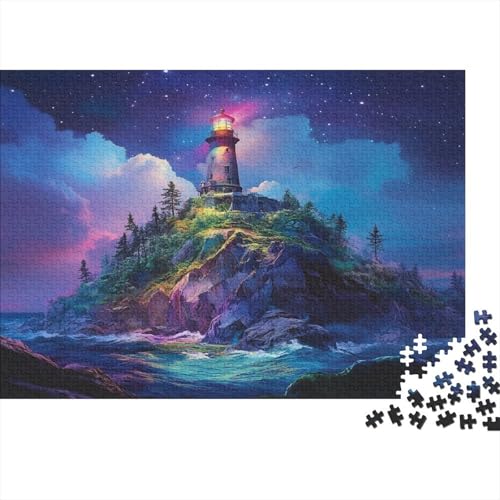 1000pcs (75x50cm) Puzzles,für Erwachsene Und Teenager Riesige Felseninsel,Beautiful Starry Night Mittelalter Leuchtturm von kaiyun