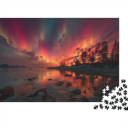 1000pcs (75x50cm) Puzzles,für Erwachsene Und Teenager Rot-schwarzes Polarlicht, von kaiyun