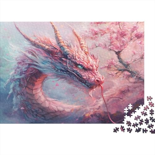 1000pcs (75x50cm) Puzzles,für Erwachsene Und Teenager Spring Color Drache,Pink Blumen von kaiyun
