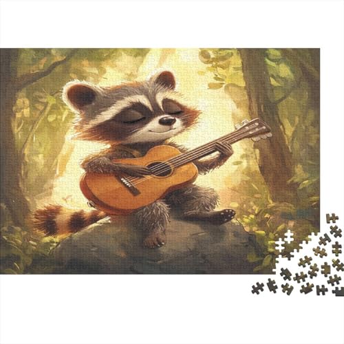 1000pcs (75x50cm) Puzzles,für Erwachsene Und Teenager Waschbär,Playing Gitarre von kaiyun