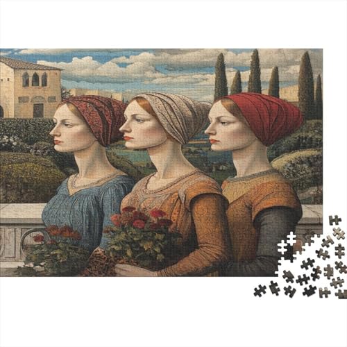 3 Frauenporträts-Gebäude 1000pcs (75x50cm) Schwer Puzzle Lernspiel Impossible Herausforderung Spielzeug Für Erwachsene Kinder von kaiyun