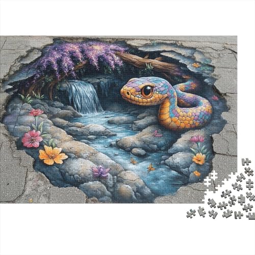 3D-Bodenmalerei Rätsel Für Erwachsene |Farbige Schlange| Familienspaß-Puzzles 1000pcs (75x50cm) von kaiyun