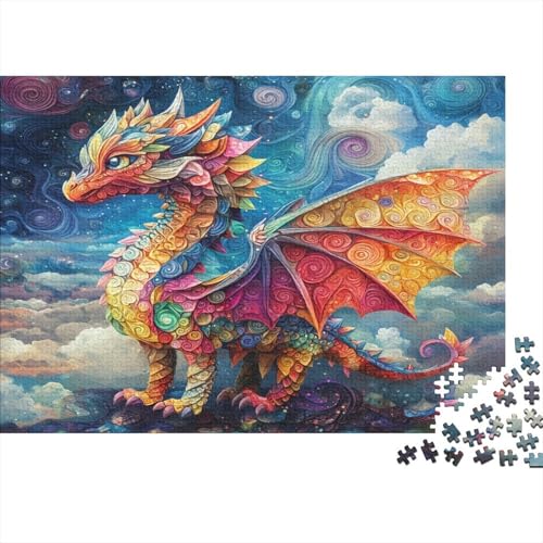 3D Quilted Drache,Leuchtend farbige Papierkunst Gemusterte Nachhaltige Für Erwachsene Hochwertige Holzspielpuzzles 1000pcs (75x50cm) von kaiyun
