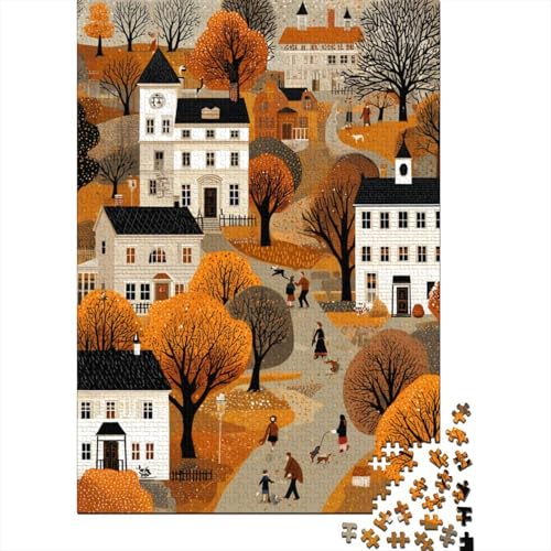 70x50cm/1000pcsPuzzles,für Erwachsene Und Teenager Illustration Einer Herbststadt, weiße Häuser, 70x50cm/1000pcsPuzzles,für Erwachsene Und Teenager Illustration Einer Herbststadt, weiße Häuser, von kaiyun