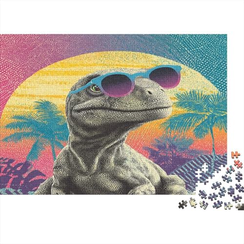 A Little Dinosaurier Wearing Sunglasses 1000pcs (75x50cm) Puzzle, Lernspiel Impossible Herausforderungsspielzeug Für Erwachsene Teenager von kaiyun