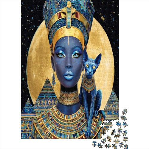 Ägyptische Königin, Sphinx-Katze 38x26cm/1000pcs Schwer Puzzle Lernspiel Impossible Full Mond and Pyramiden Herausforderung Spielzeug Für Erwachsene Kinder von kaiyun