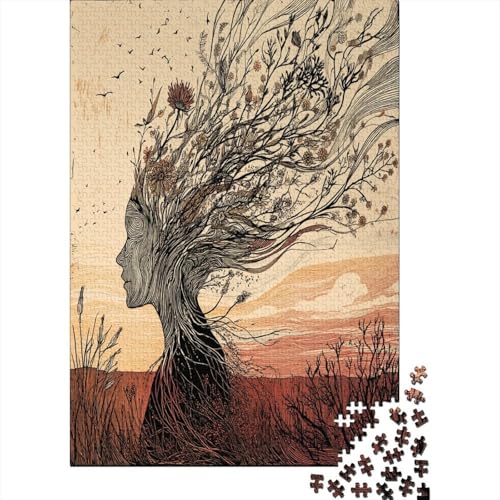 Abstrakte Darstellung Einer Frau aus Blumen und Wurzeln1000 Teile: Unmögliches Puzzle Für Erwachsene, Spiele, Geschenke, Kinder, Herausforderungs38x26cm/1000pcs von kaiyun