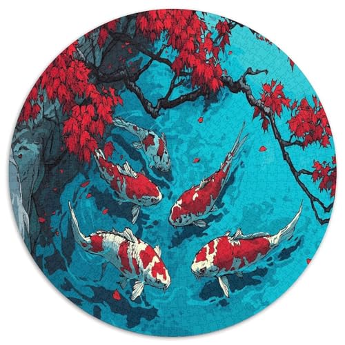 Abstraktes Japanisches Gemälde Puzzle 1000pcs (67.5x67.5cm) Erwachsene Koi Fish Swimming on The Lake Puzzle,Home Decor von kaiyun