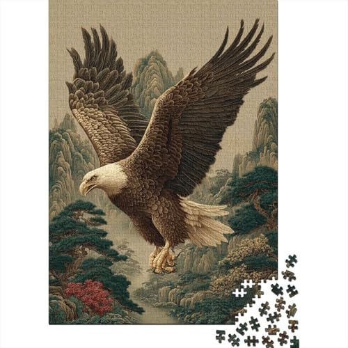 Adler schwebt am Himmel, Tuschemalerei Puzzle 1000 Teile Für Erwachsene, Lernspiele, Heimdekoration38x26cm/1000pcs von kaiyun