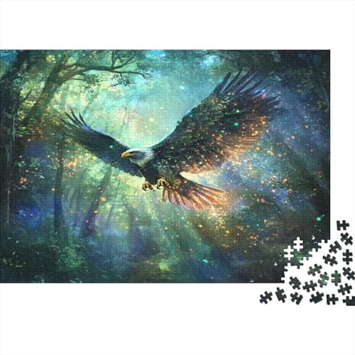Adler schwebt über dem lebendigen Zauberwald,Rätsel Für Erwachsene 1000pcs (75x50cm),Herausforderungsspiele Geheimnisvolles Licht von kaiyun
