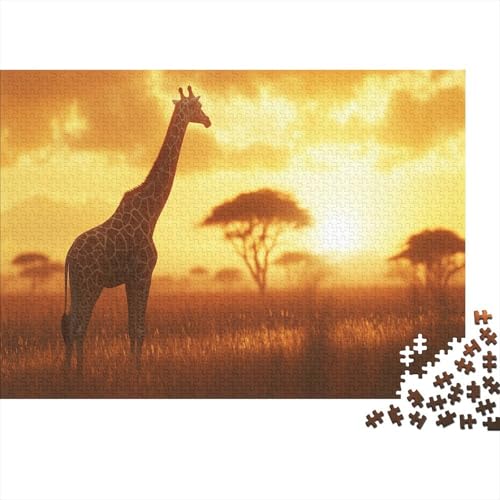 Afrikanische Giraffe in der goldenen Savanne 1000pcs (75x50cm) Schwer Puzzle Lernspiel Impossible Sonneset Herausforderung Spielzeug Für Erwachsene Kinder von kaiyun