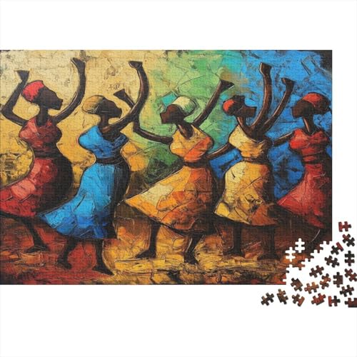 Afrikanische Stammeskunst 1000pcs (75x50cm) Erwachsenenpuzzle - Tanzende Menschen im Club DIY-Puzzlespielzeug von kaiyun