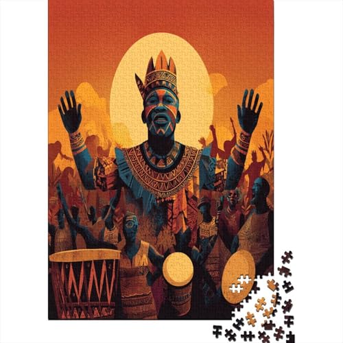 Afrikanischer Krieger, orangefarbener Sonnenuntergangshimmel1000 Teile: Unmögliches Puzzle Für Erwachsene, Spiele, Geschenke, Kinder, Herausforderungs38x26cm/1000pcs von kaiyun