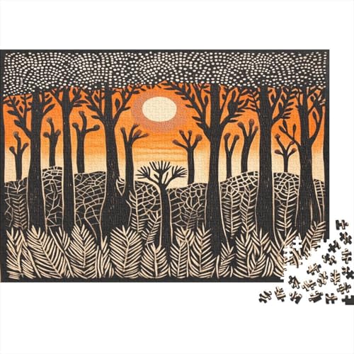 Afrikanischer Stammesstil 1000pcs (75x50cm) Schwer Puzzle Lernspiel Impossible Wald Herausforderung Spielzeug Für Erwachsene Kinder von kaiyun