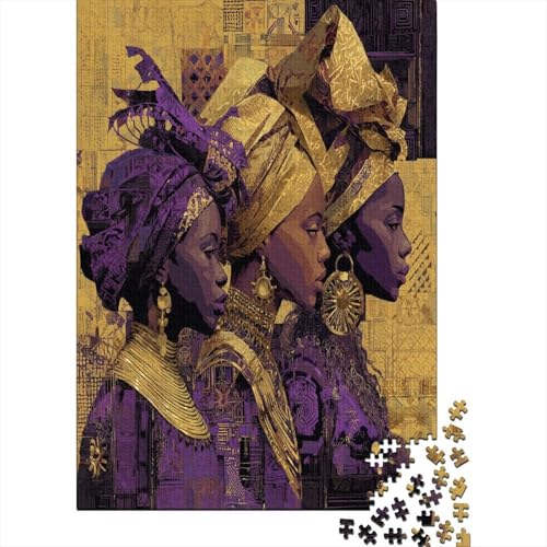 Afroamerikanische Frau in lila Kleid und goldenem Kopftuch Puzzle 1000 Teile Für Erwachsene, Lernspiele, Heimdekoration70x50cm/1000pcs von kaiyun