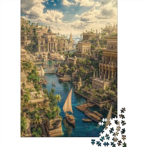Altägyptische Städte am Nil1000 Teile: Unmögliches Puzzle Für Erwachsene, Spiele, Geschenke, Kinder, Herausforderungs70x50cm/1000pcs von kaiyun