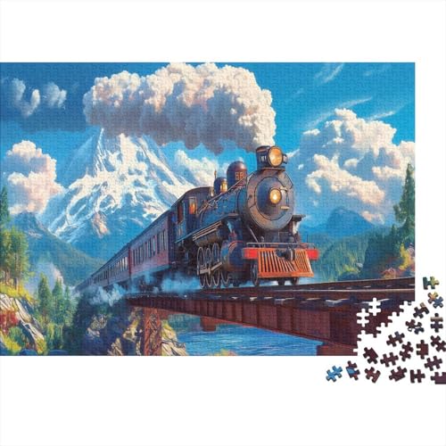 Alte Dampflokomotive überquert Wasserbrücke 1000pcs (75x50cm) Puzzles, Die Für Erwachsene Und Personen Ab 14 Jahren Geeignet Sind Schneebedeckte Berge von kaiyun