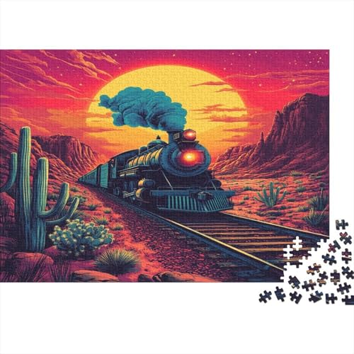 Alte Lokomotive 1000pcs (75x50cm) Schwer Puzzle Lernspiel Impossible Wüstenkaktus Herausforderung Spielzeug Für Erwachsene Kinder von kaiyun