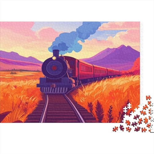Alter Zug 1000pcs (75x50cm) Schwer Puzzle Lernspiel Impossible Running on The Rails Farbenreich Herausforderung Spielzeug Für Erwachsene Kinder von kaiyun