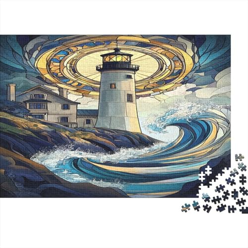 Antiker Leuchtturm 1000pcs (75x50cm) Puzzle, Lernspiel Impossible Wellenriff Herausforderungsspielzeug Für Erwachsene Teenager von kaiyun