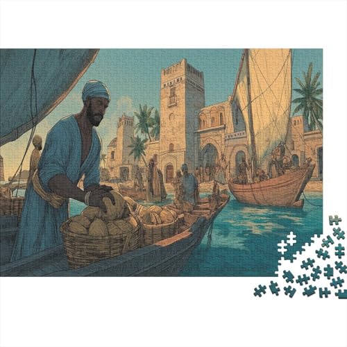 Arabische Kaufleute, traditionelle Dhau 1000pcs (75x50cm) Schwer Puzzle Lernspiel Impossible Herausforderung Spielzeug Für Erwachsene Kinder von kaiyun