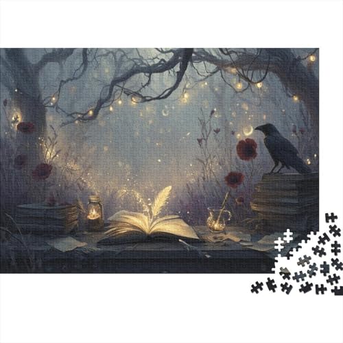 Aufgeschlagenes Zauberbuch 1000pcs (75x50cm) Puzzles, Die Für Erwachsene Und Personen Ab 14 Jahren Geeignet Sind Rabe auf altem Buch von kaiyun