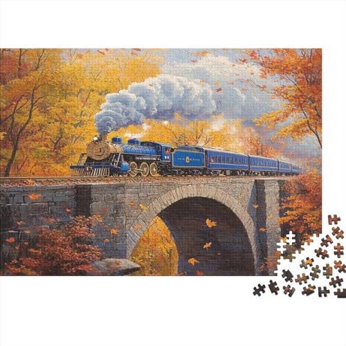Autumn Steam Zug -Alte Steinbogenbrücke 1000pcs (75x50cm) Schwer Puzzle Lernspiel Impossible Herausforderung Spielzeug Für Erwachsene Kinder von kaiyun