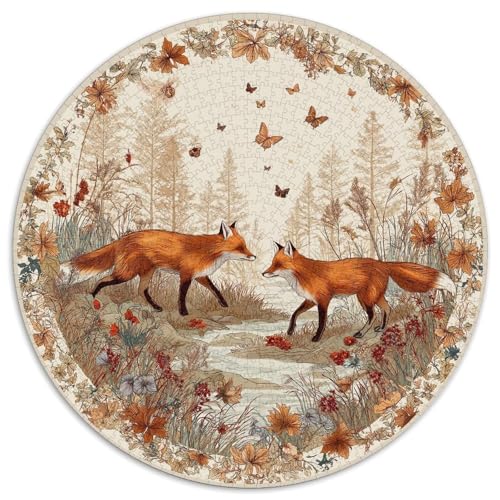 Autumn Wald Theme, Two Red FOchsees Puzzle 1000 Teile, Lernspiel, Unmöglich, Anspruchsvolles Spielzeug Für Erwachsene Und Kinder Ab 14 Jahren 1000pcs (67.5x67.5cm) von kaiyun