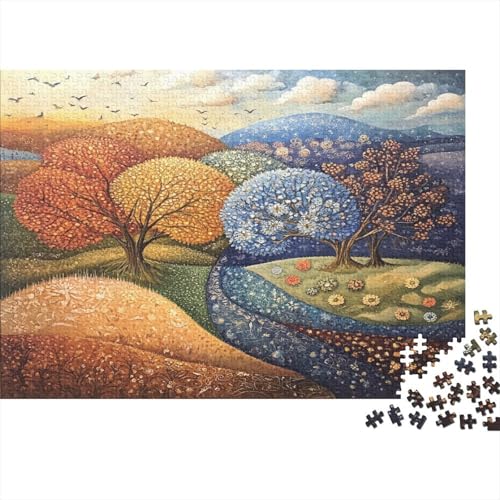 Bäume, Hügel, Vögel 1000pcs (75x50cm) Puzzle, Lernspiel Impossible Jahreszeitenwechsel Herausforderungsspielzeug Für Erwachsene Teenager von kaiyun