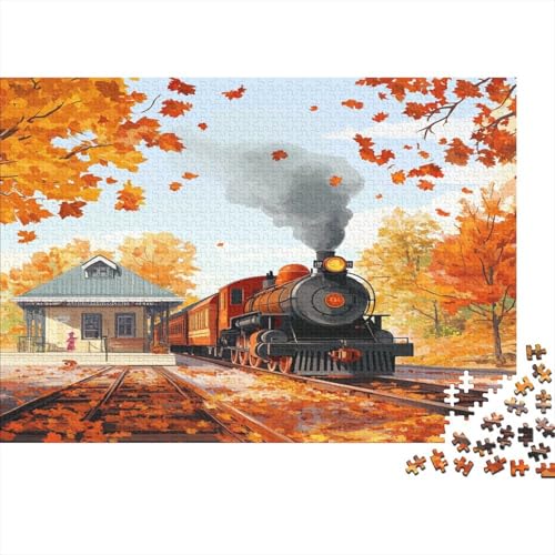 Bahnhof 1000pcs (75x50cm) Puzzle, Lernspiel Impossible Abgefallene Blätter im Cartoon-Stil Herausforderungsspielzeug Für Erwachsene Teenager von kaiyun