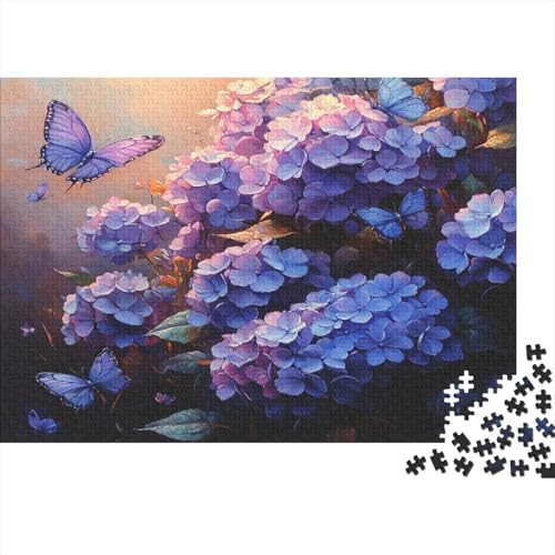 Beautiful Hydrangea and Schmetterling Rätsel Für Erwachsene |Klassischer Stil| Familienspaß-Puzzles 1000pcs (75x50cm) von kaiyun