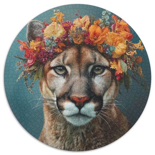 Berglöwe mit großem Blumenkranz 1000pcs (67.5x67.5cm) Schwer Puzzle Lernspiel Impossible Herausforderung Spielzeug Für Erwachsene Kinder von kaiyun