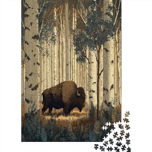 Bison im Birkenwald Rätsel Für Erwachsene || 70x50cm/1000pcs Puzzles Lernspiele Home Decor von kaiyun