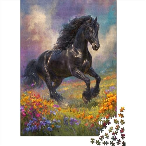 Black StalLöwe Meadow with Blumes Puzzle 1000 Teile Für Erwachsene, Lernspiele, Heimdekoration70x50cm/1000pcs von kaiyun