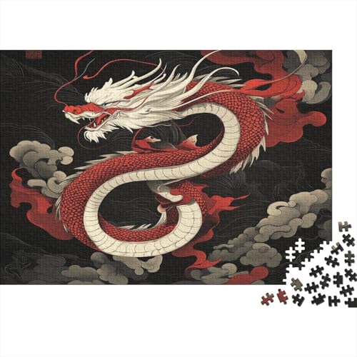 Black Tricolor Drache 1000pcs (75x50cm) Schwer Puzzle Lernspiel Impossible Red Flamme Herausforderung Spielzeug Für Erwachsene Kinder von kaiyun