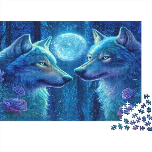 Blauer Wolf 1000pcs (75x50cm) Puzzles, Die Für Erwachsene Und Personen Ab 14 Jahren Geeignet Sind Rosen-Sternenhimmel, Vollmond von kaiyun