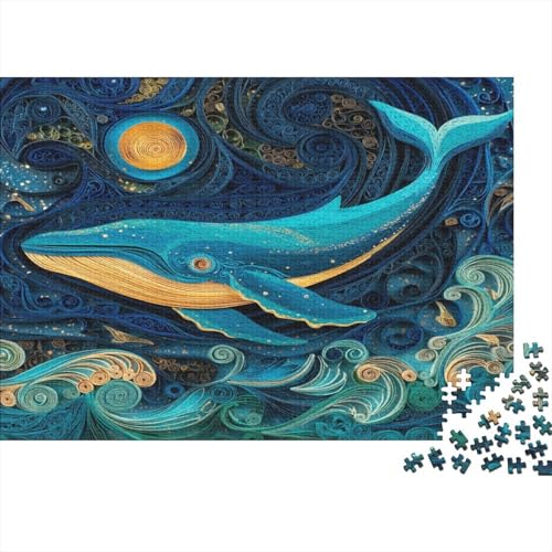 Blauwal, wirbelndes Wassermuster, Nachthimmel Rätsel Für Erwachsene |Papierkunst| 1000pcs (75x50cm) Puzzles Lernspiele Home Decor von kaiyun