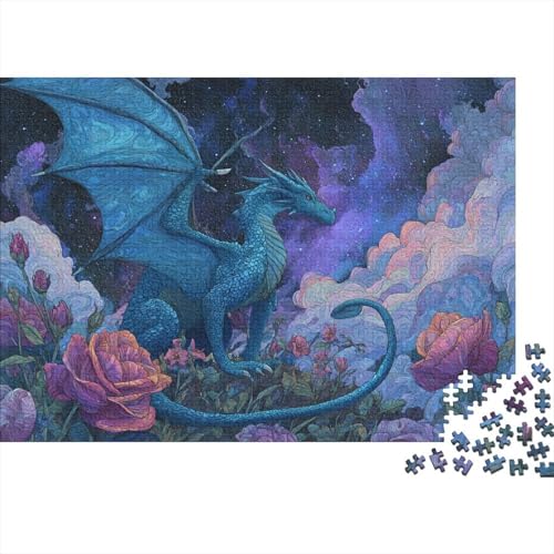 Blue Drache 1000pcs (75x50cm) Schwer Puzzle Lernspiel Impossible Roses Starry Sky Herausforderung Spielzeug Für Erwachsene Kinder von kaiyun