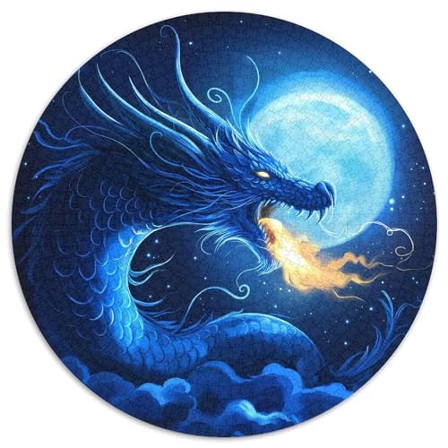 Blue Drache Roaring at The Moon Rätsel Für Erwachsene |Breathing Fire| 1000pcs (67.5x67.5cm) Puzzles Lernspiele Home Decor von kaiyun