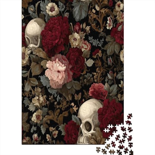 Blume Totenkopf Puzzle 1000 Teile Für Erwachsene, Lernspiele, Heimdekoration38x26cm/1000pcs von kaiyun
