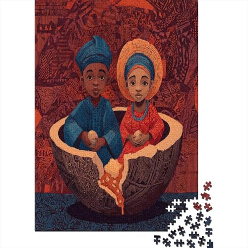 Brüder und Schwestern, zerbrochener Kürbis, afrikanische Muster Puzzle 1000 Teile Für Erwachsene, Lernspiele, Heimdekoration70x50cm/1000pcs von kaiyun
